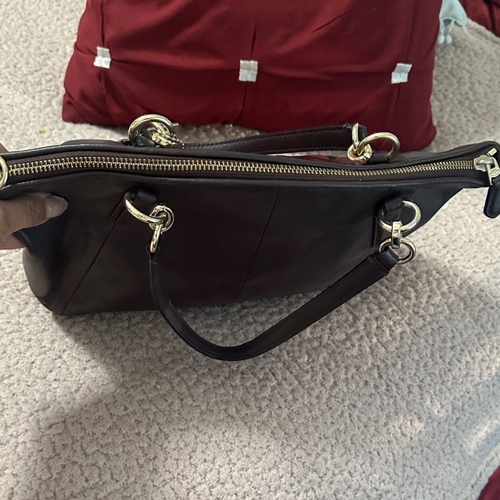 Coach Red and Brown Satchel Bag - Picture 8 of 11